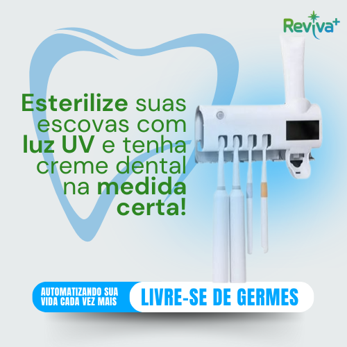 Porta Escova de Dente com Esterilizador UV Dispenser de Pasta Auto