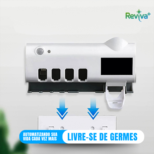 Porta Escova de Dente com Esterilizador UV Dispenser de Pasta Auto